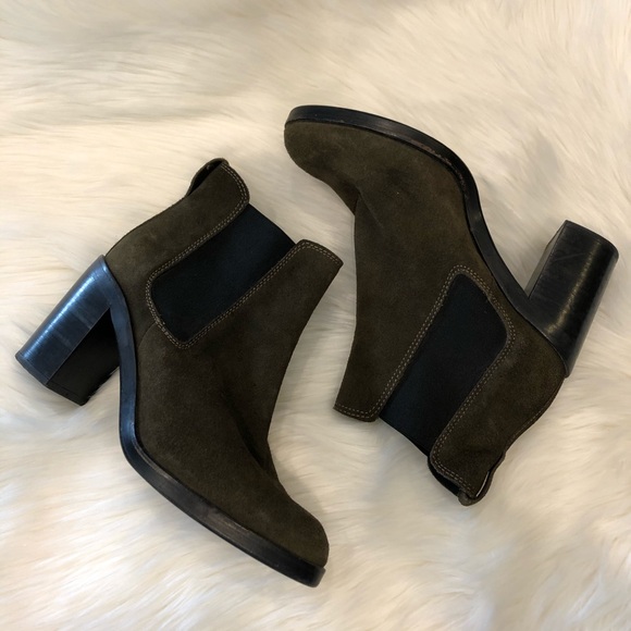 TOPSHOP Missile Olive Green Suede Chelsea Boots - Picture 13 of 15